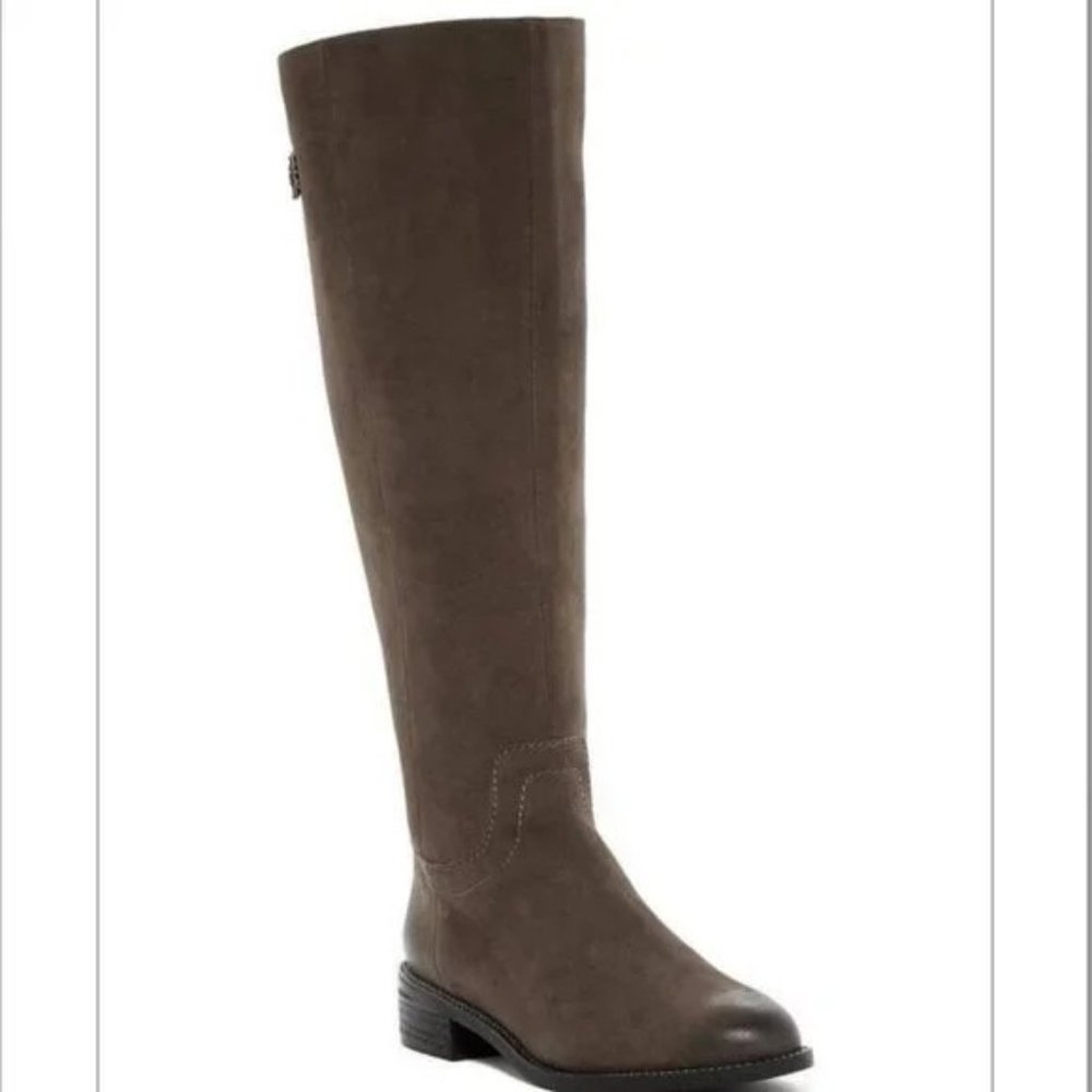 🆕 FRANCO SARTO Brenna Knee High Tall Suede Boots Taupe Gray 6